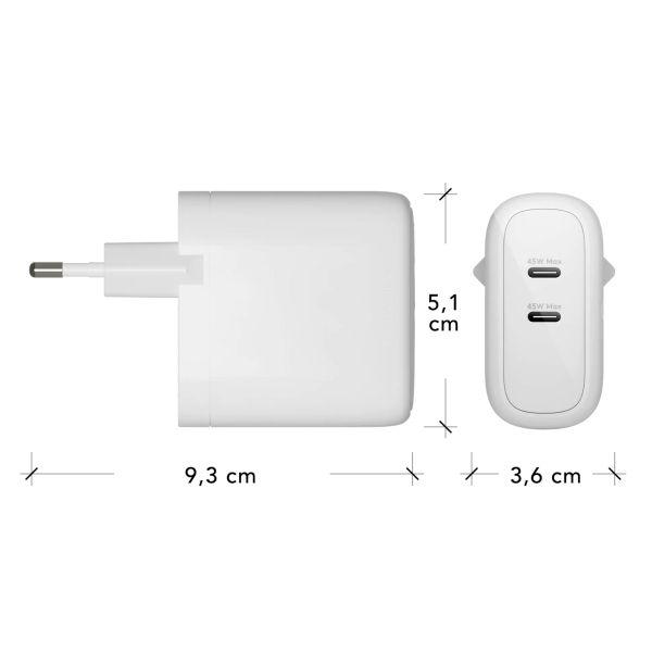 dbramante1928 re-charge | Chargeur Secteur - 2x USB-C 45 watts - Blanc