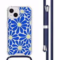 imoshion Coque Design avec cordon Apple iPhone 14 - Cobalt Blue Flowers Connect