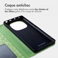 imoshion Étui de télephone portefeuille Design Xiaomi Redmi Note 14 Pro (4G) - Green Flowers