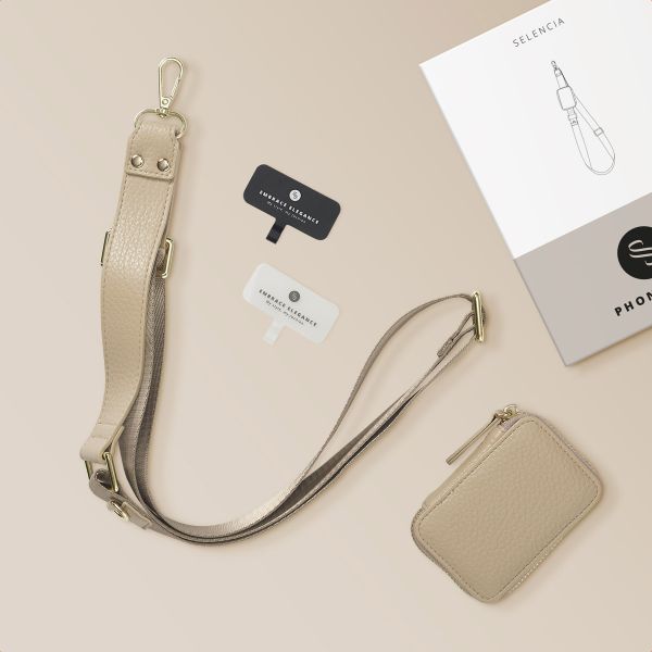 Selencia Cordon de téléphone avec petit sac - Beige