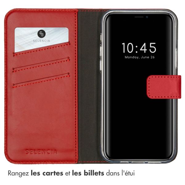 Selencia Étui de téléphone portefeuille en cuir véritable Apple iPhone 12 (Pro)