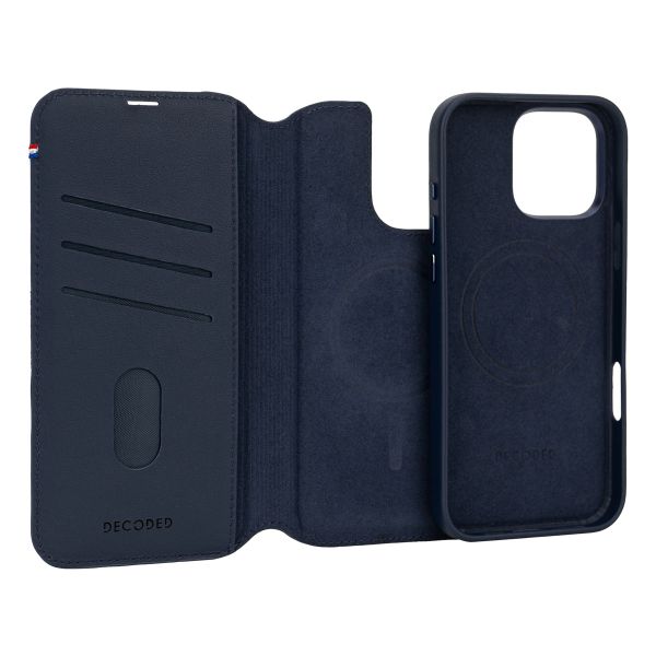 Decoded Portefeuille détachable 2 en 1 en cuir MagSafe iPhone 16 Pro - Navy