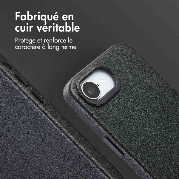 Accezz Coque arrière en cuir avec MagSafe Apple iPhone 16e - Onyx Black