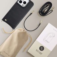 Selencia Coque arrière avec cordon et porte-cartes Nova iPhone 15 Pro - Noir