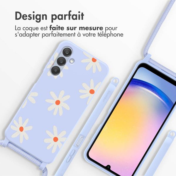 imoshion Coque design en silicone avec cordon Samsung Galaxy A25 (5G) - Lila Flower Distance