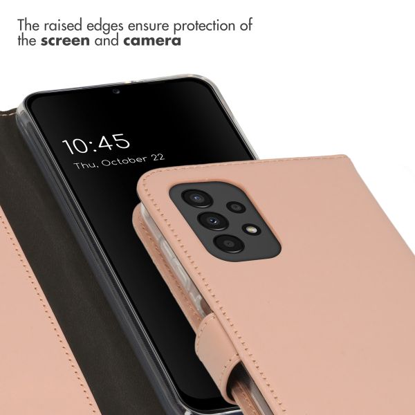 Selencia Étui de téléphone portefeuille en cuir véritable Samsung Galaxy A13 (4G) - Dusty Pink