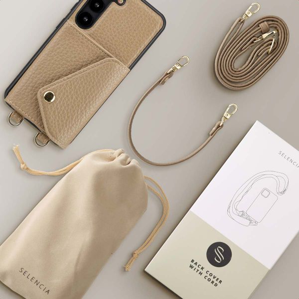 Selencia Coque à cordon avec porte-cartes enveloppe Sera Samsung Galaxy S23 - Beige