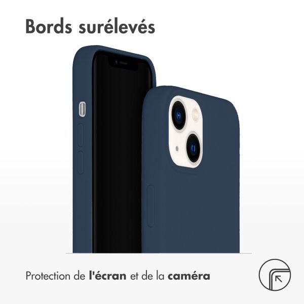 Accezz Coque Liquid Silicone iPhone 14 - Bleu foncé