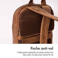 Accezz Leather Sac à dos ordinateur 16 pouces - Cognac