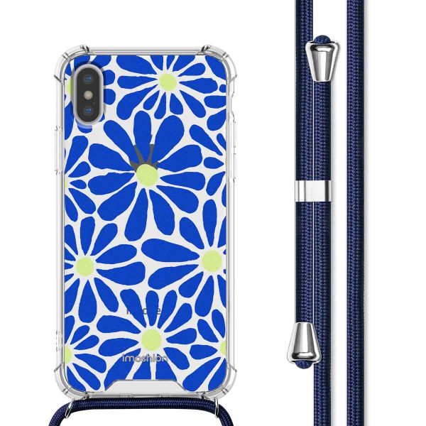 imoshion Coque Design avec cordon Apple iPhone X / Xs - Cobalt Blue Flowers Connect