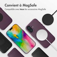 Accezz Coque arrière en cuir avec MagSafe iPhone 16 - Heath Purple