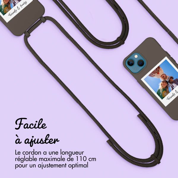 Coque de couleur personnalisée MagSafe avec cordon amovible  et Polaroid iPhone 13 - Black Coffee