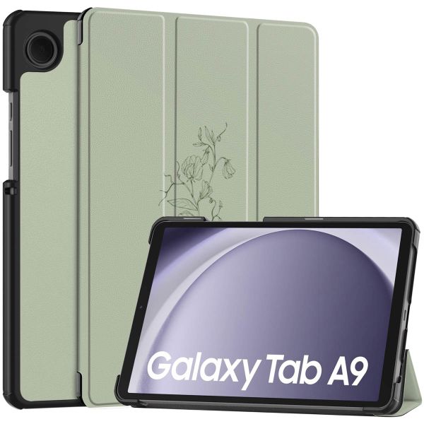 imoshion Coque tablette Design Samsung Galaxy Tab A9 8.7 pouces - Floral Green