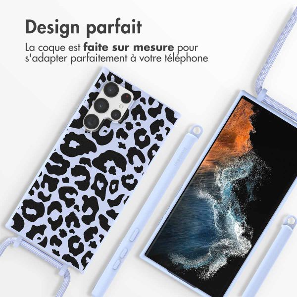 imoshion Coque design en silicone avec cordon Samsung Galaxy S22 Ultra - Animal Lila