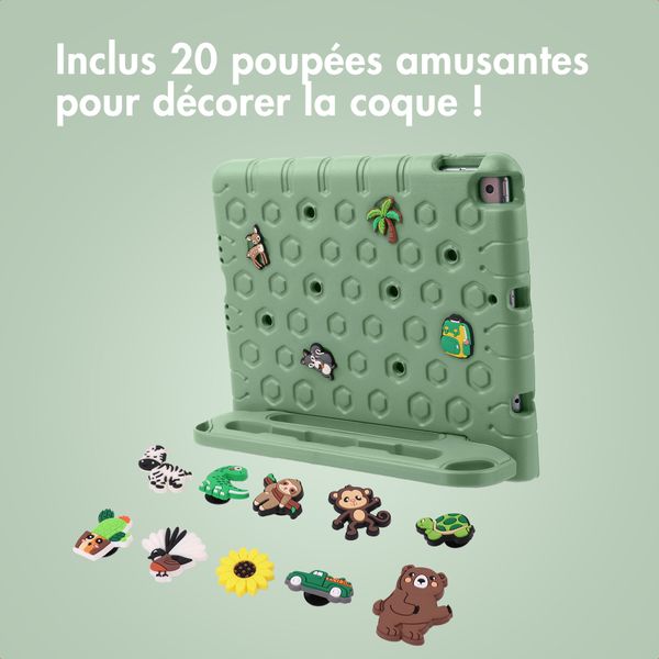 imoshion Coque kidsproof avec poupées amovibles Apple iPad 9 (2021) 10.2 pouces / iPad 8 (2020) 10.2 pouces / iPad 7 (2019) 10.2 pouces - Olive Green