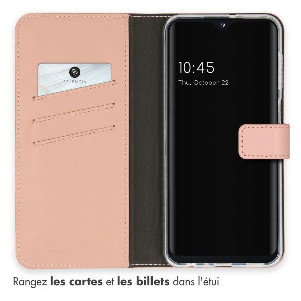 Selencia Étui de téléphone portefeuille en cuir véritable Samsung Galaxy A23 (5G) - Dusty Pink