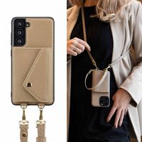 Selencia Coque à cordon avec porte-cartes enveloppe Sera Samsung Galaxy S21 FE - Beige