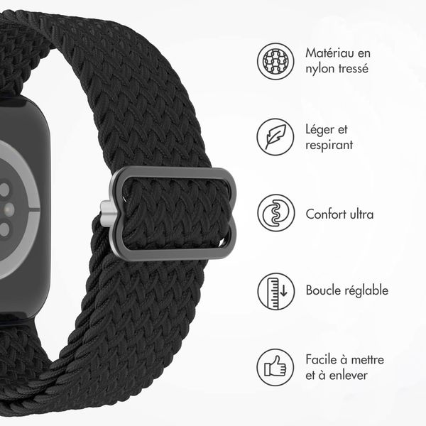 imoshion Bracelet tissé en nylon Apple Watch Series 1 á 11 / SE / Ultra (44/45/46/49 mm) - Noir