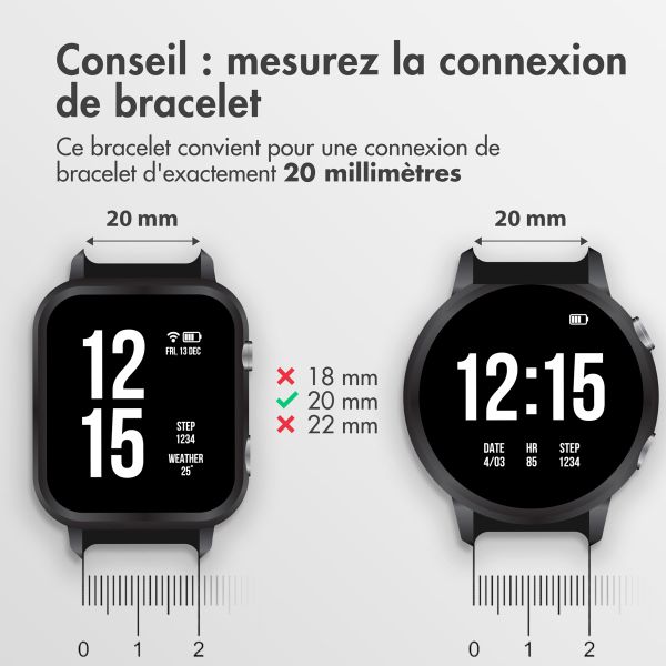 imoshion Bracelet sportif en silicone - Connexion universelle de 20 mm - Noir / Néon Jaune