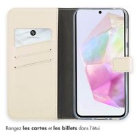 Selencia Étui portefeuille en cuir véritable Samsung Galaxy A35 - Greige