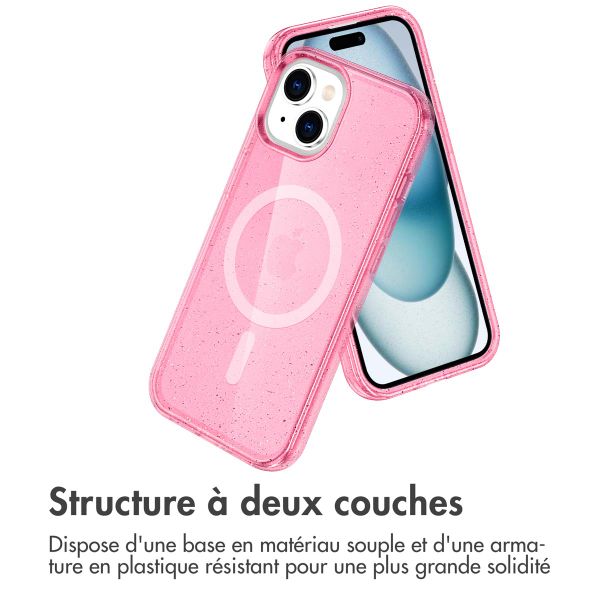 imoshion Coque Pailletée avec MagSafe Apple iPhone 15 - Paillettes Rose