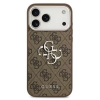 Guess Coque 4G Metal Logo Backcover Apple iPhone 17 Pro Max - Silver Edge - Brown