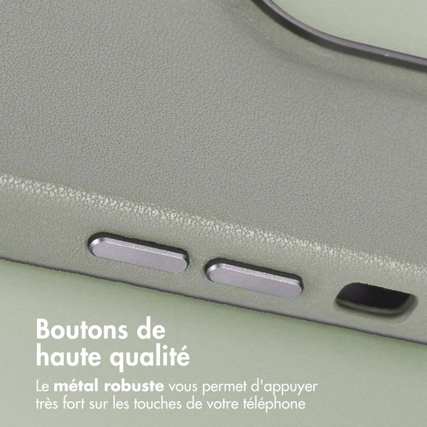 Accezz Coque arrière en cuir avec MagSafe Apple iPhone 14 Pro - Light Grey