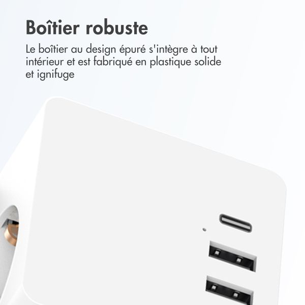 Accezz PowerCube | 6-en-1 - 1x USB-C + 2x USB-A + 3x prise - 4000 watts - Blanc