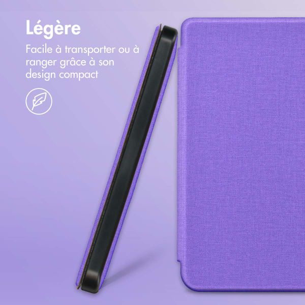 imoshion Étui de liseuse portefeuille Canvas Sleepcover Kobo Clara 2E / Tolino Shine 4 - Violet