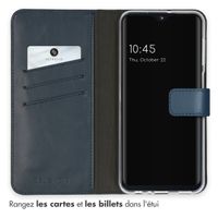 Selencia Étui de téléphone portefeuille en cuir véritable Samsung Galaxy A23 (5G) - Blue