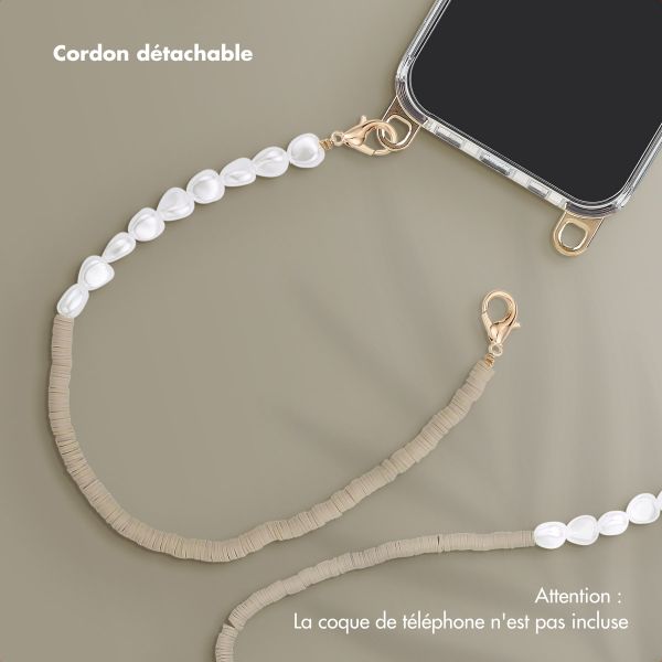 Selencia Ensemble de cordons pour téléphone avec perles et élastiques - Greige