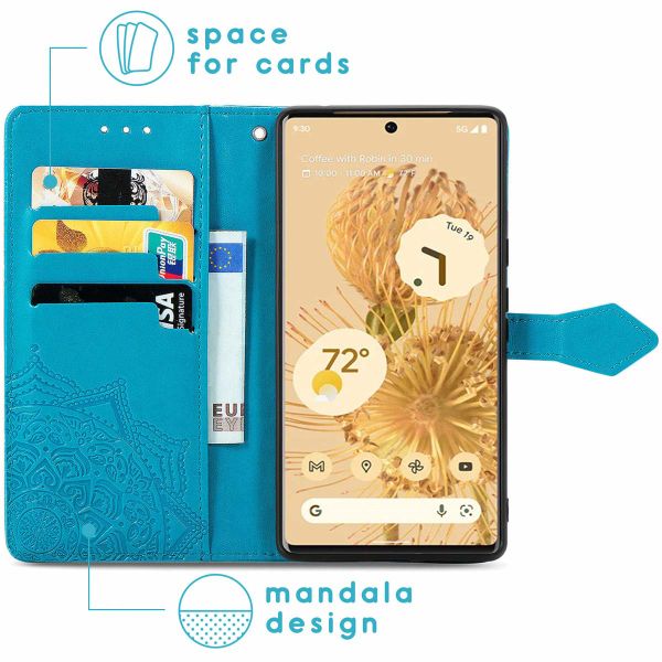 imoshion Etui de téléphone portefeuille Mandala Google Pixel 6 Pro - Turquoise