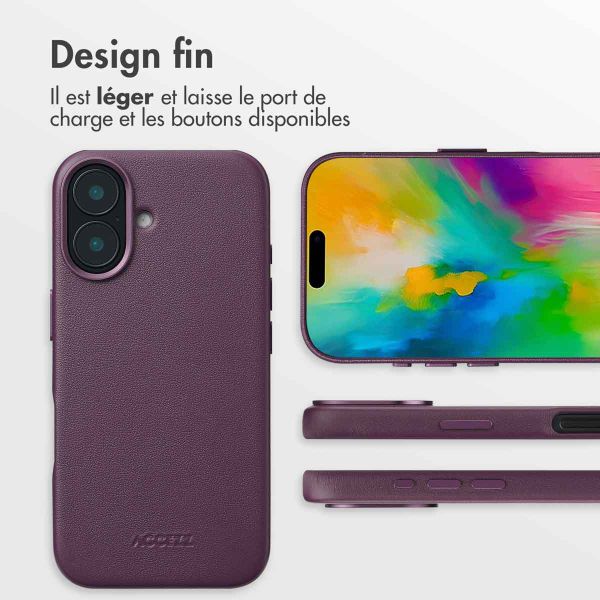 Accezz Coque arrière en cuir avec MagSafe Apple iPhone 16 - Heath Purple