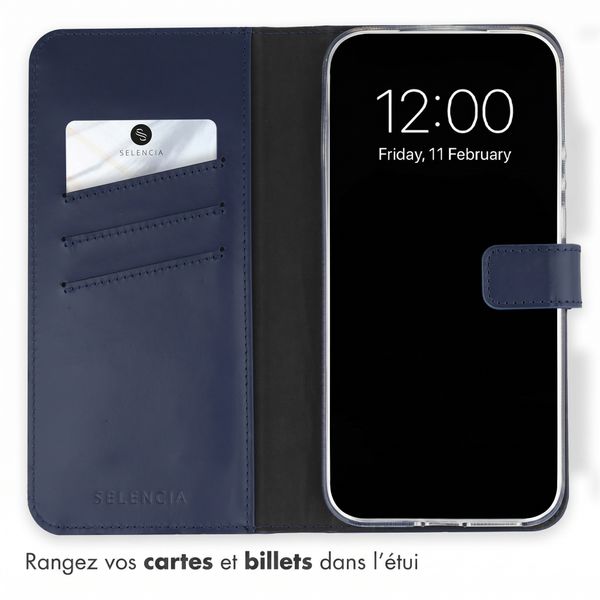 Selencia Étui portefeuille en cuir véritable Xiaomi 17 Ultra - Bleu foncé