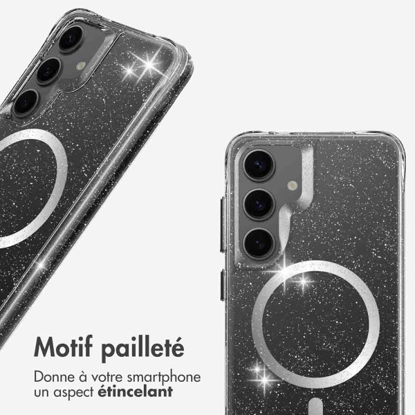 imoshion Coque arrière transparente Pailletée avec MagSafe Samsung Galaxy S24 - Argent
