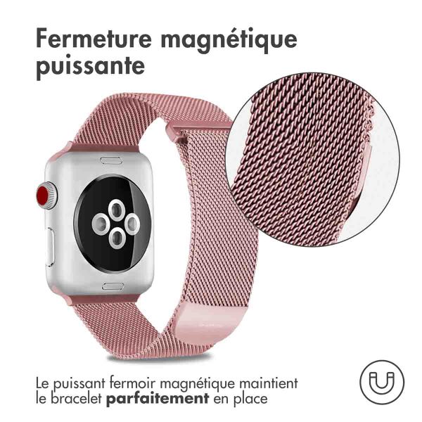 imoshion Bracelet magnétique milanais Apple Watch Series 1 - 11 / SE / Ultra (44/45/46/49 mm) - Taille S - Rose