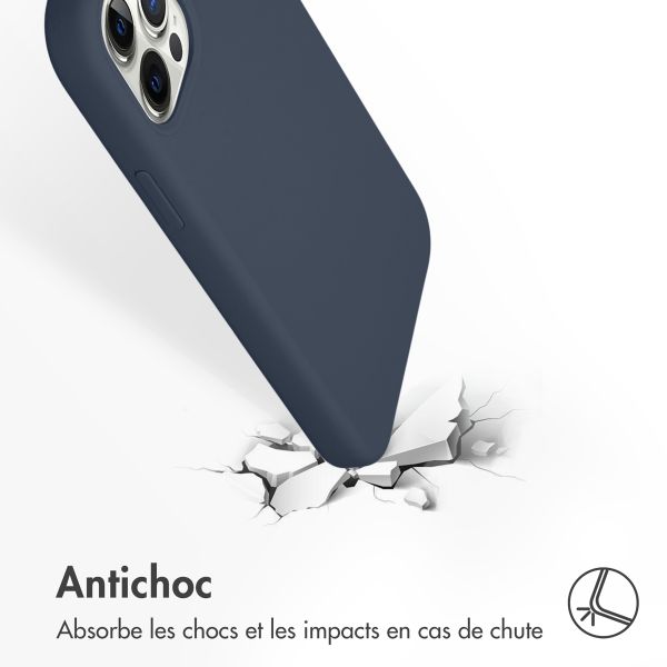 Accezz Coque Liquid Silicone Apple iPhone 12 (Pro) - Bleu foncé