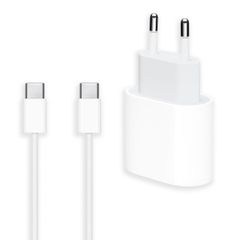 Apple Lot USB-C | Adaptateur secteur USB-C 20 watts + Câble de charge USB-C vers USB-C - 2 mètres - Blanc