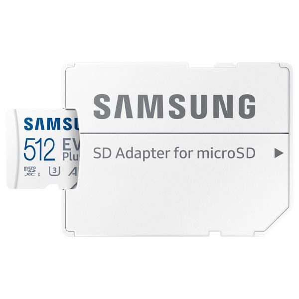 Samsung EVO Plus microSD 2024 - 512GB - Inclus un adaptateur SD - UHS-I/U3/Full HD/4K UHD