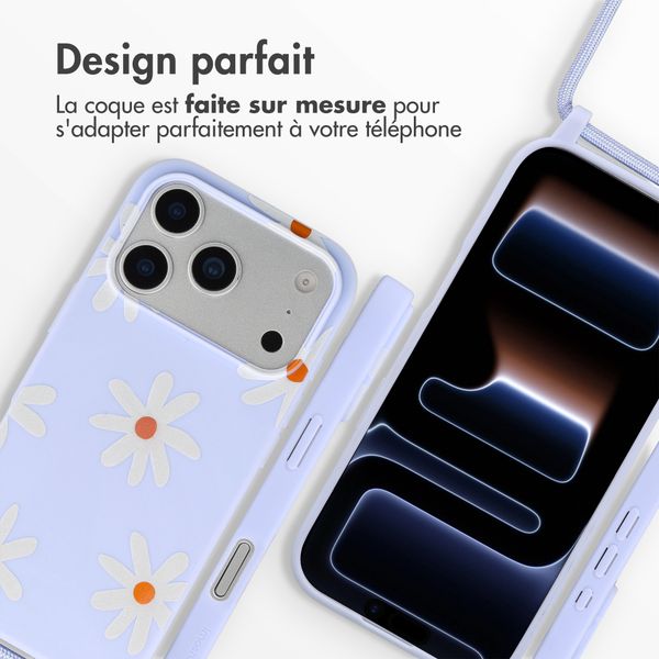 imoshion Coque design en silicone avec cordon Apple iPhone 17 Pro - Lila Flower Distance