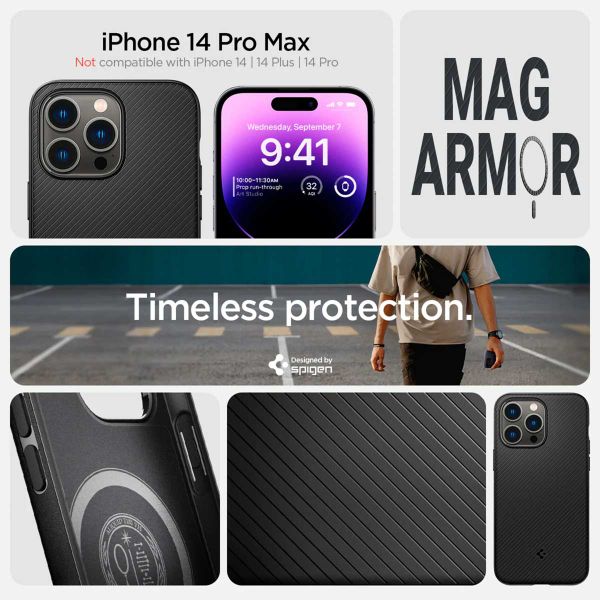 Spigen Coque arrière MagSafe Armor iPhone 14 Pro Max - Noir