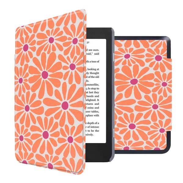 imoshion Design Slim Hard Sleepcover Kobo Nia - Orange Flowers Connect