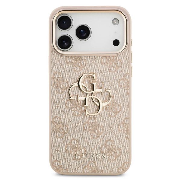 Guess Coque 4G Metal Logo Backcover Apple iPhone 17 Pro Max - Gold Edge - Pink