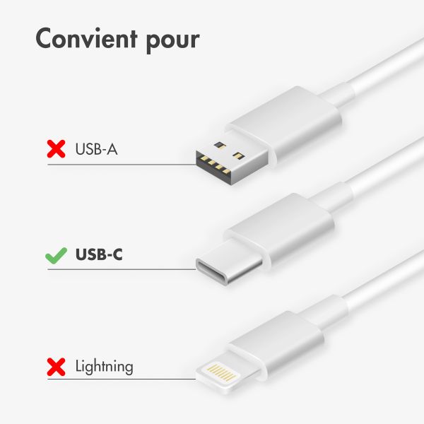 imoshion Câble USB-C vers USB-C - Tressé - 2 mètres - Blanc