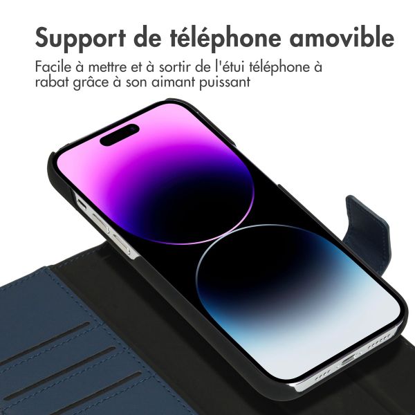 Accezz Étui de téléphone portefeuille en cuir de qualité supérieure 2 en 1 Apple iPhone 14 Pro Max - Vert foncé