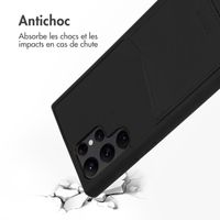 Accezz ﻿Coque en cuir de qualité supérieure avec fentes pour cartes Samsung Galaxy S22 Ultra - Noir