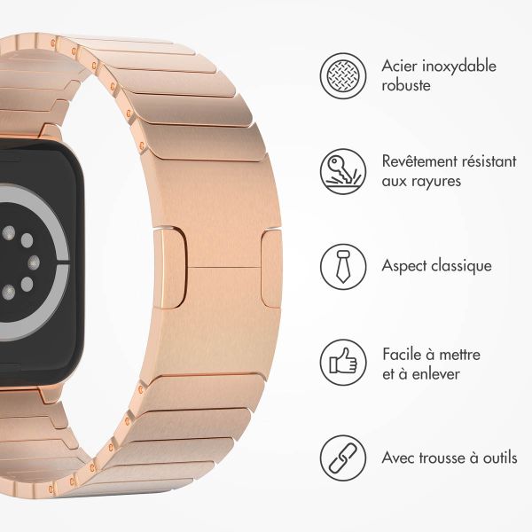 Selencia Bracelet à maillons en acier Apple Watch Series 1 t/m 11 / SE / Ultra (44/45/46/49 mm) - Rose Doré