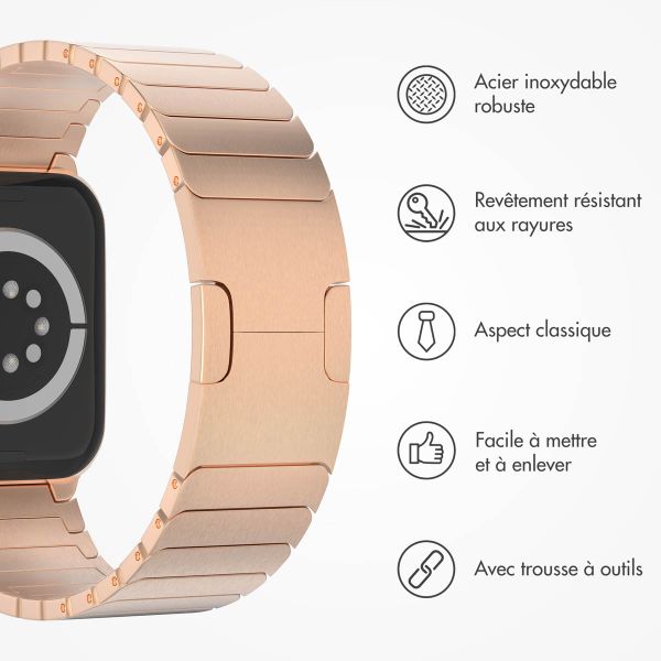 Selencia Bracelet à maillons en acier inoxydable Apple Watch Series 1 á 10 / SE / Ultra (2) (44/45/46/49 mm) - Rose Dorée