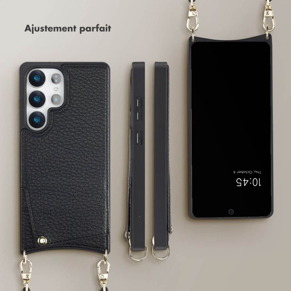 Selencia Coque arrière avec cordon et porte-cartes Nova Samsung Galaxy S25 Ultra - Noir