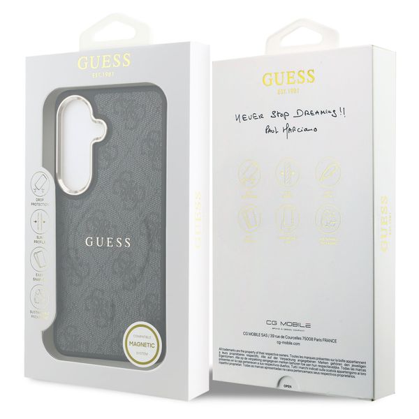 Guess Coque arrière en cuir 4G avec MagSafe Samsung Galaxy S26 - Gold Edge - Black